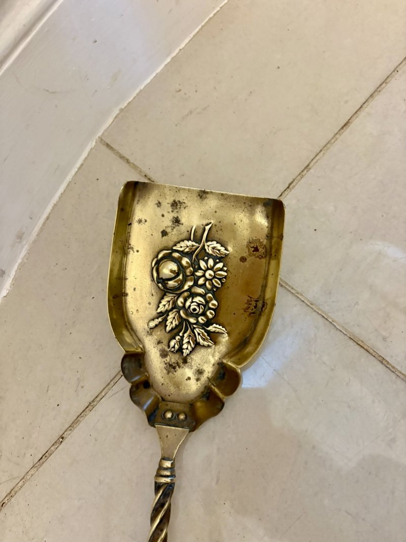 Set of Quality Antique Victorian Brass Fire Irons and Dogs - Image 11